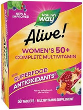 Nature's Way Alive Women's 50+ Complete Multivitamin, Supports Healthy Heart, Brain, Bones*, Superfood Antioxidants**, B-Vitamins, Gluten-Free, 50 Tablets (Packaging May Vary)