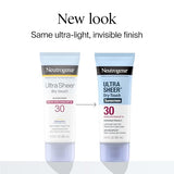 Neutrogena Ultra Sheer Dry-Touch Sunscreen Lotion SPF 30 - Oxybenzone-Free, Water Resistant, Non-Greasy, Travel Size (3 Fl Oz, Pack of 3)
