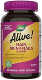 Natures Way Alive Hair Skin Nail Advanced Beauty Formula 60 Strawberry Flavored Gummies
