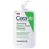 CeraVe Hydrating Cream-to-Foam Cleanser 19floz – Daily Makeup Remover and Face Wash with Hyaluronic Acid, Fragrance Free, Non-Comedogenic