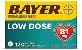 Bayer Aspirin Regimen 81mg: 120 Enteric-Coated Tablets for Pain & Fever Relief
