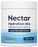 Nectar Sugar Free Electrolytes Powder - Organic Fruit - No Sugar or Calories - Hydration Powder for Dehydration Relief and Rehydration - Strawberry Lemonade 40 Serving Tub