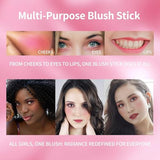 2-in-1 Blush Cream Stick for Cheeks & Lips - Long Lasting Matte Contour Blush (Pink)