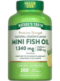 Nature's Truth Omega-3 Fish Oil 1340mg - 200 Mini Softgels, Burp-Free Lemon Flavor, Non-GMO & Gluten-Free