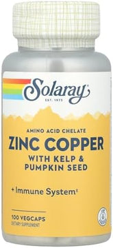 Solaray Zinc & Copper 100 Vegetarian Capsules - Synergistic Blend