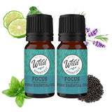 Wild Essentials Focus 100% Pure Essential Oil Synergy Blend - 2 Pack 10ml for Mental Clarity & Concentration
