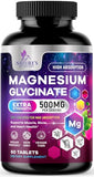 High Absorption Chelated Magnesium Glycinate 525mg - Vegan Capsules for Stress & Sleep (60 Count)