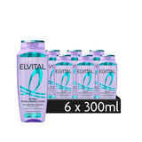 L’Oréal Paris Elvital Hydra Hyaluronic Pure Shampoo Set, 6 x 300 ml for Hydrating, Shiny Hair