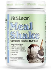 Fit & Lean Meal Shake, Fat Burning Meal Replacement, Meal Replacement with Protein, Fiber, Probiotics and Organic Fruits & Vegetables, Cookies and Cream, 1lb, 10 Servings Per Container
