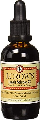 J.CROW'S Lugol's Iodine Solution 2% - Supports thyroid health and metabolism, 2oz liquid supplement for daily wellness.