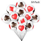 12 Inch Casino Card Night Latex Balloons - 50 Pack Poker Balloons for Casino Party Decorations