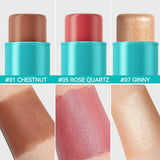 3 Pcs Cream Contour Stick Makeup Set with Brush | Bronzer, Blush & Highlighter | Long-Lasting & Waterproof