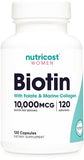 Nutricost Biotin for Women 10,000mcg - with Folate & Collagen - 120 Capsules - Gluten Free & Non-GMO