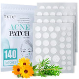 TKTK Acne Patch Pimple Patch - 4 Sizes, 140 Patches with Tea Tree & Calendula Oil