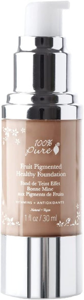 100% PURE Healthy Foundation Full Coverage Liquid Matte with Anti-Aging Benefits - Toffee (Tan, Neutral Undertone) - 1 fl oz