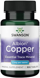 Swanson Copper Mineral Supplement - 2 mg (Copper Chelate) - Antioxidant, Immune System, and Cell Support - 300 Tablets .