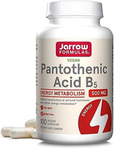 Jarrow Formulas Pantothenic Acid (B5) 500mg - 100 Veggie Caps - Energy & Metabolism Support