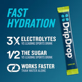 DripDrop Hydration Packs - Sunburst Variety Pack - Single Serve Electrolyte Powder Drink - Lemon Lime, Strawberry, Peach, Black Cherry - Non-GMO & Gluten Free