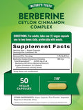 Nature's Truth Berberine Ceylon Cinnamon Blood Sugar Support Complex, 2000 mg, 50 Capsules
