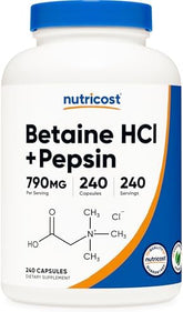 Nutricost Betaine HCl & Pepsin 790mg - 240 Capsules - Digestive Support