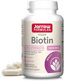 Jarrow Formulas Biotin 5000 mcg - 100 Capsules for Hair, Skin & Nails