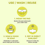 Pee Safe Reusable Sanitary Pads - Anti-Bacterial, Absorbent Pack of 4 with Pouch