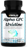 Alpha GPC 600mg + Uridine 300mg Nootropic – Focus, Energy, Brain Boost 120 Caps