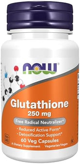 Now Foods Supplements Glutathione 250 Mg Detoxification Support Free Radical Neutralizer 60 Veg Capsules