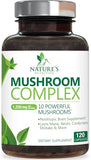 3X Strength Mushroom Complex - Lions Mane, Turkey Tail, Reishi, Cordyceps, Chaga & Maitake - 120 Capsules