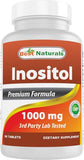Best Naturals Inositol 1000mg - Mood, Hormone & Cellular Health - 60 Tablets