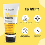 Dr. Sheth’s Sunscreen SPF 50 PA++++ with Hyaluronic Acid & Turmeric Extract - Hydrating, Non-Greasy, No White Cast, 50g