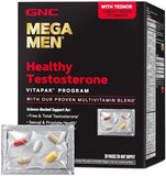 GNC Mega Men Healthy Testosterone Program, Complete Nutrition 4 Products in 1, Boost Free and Total Testosterone, Blood Flow, 30 Daily Packs