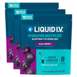 Liquid I.V.® Hydration Multiplier Acai Berry Electrolyte Powder | 3 Pack (48 Servings) | Fast Hydration