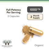 Double Wood Lions Mane Mushroom Capsules - Brain Support & Immune Health - 120 Count