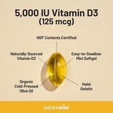 NatureWise, Vitamin D3, 125 mcg (5,000 IU), 360 Softgels