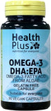 Health Plus Omega-3 DHA:EPA 500mg Vegan Algal Oil 90 Vcaps - Sustainable Plant-Based Omega-3