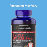 Puritans Pride Triple Omega 3-6-9 Fish Oil, Flaxseed, and Borage Supplement - 240 Count