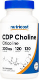 Nutricost CDP Choline (Citicoline) 300mg - 120 Vegetarian Capsules - Non-GMO, Gluten Free
