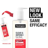 Neutrogena Clear & Defend+ Face Wash - Purifying Facial Wash for Acne-Prone Skin with Salicylic Acid and AHA/PHA - 200ml