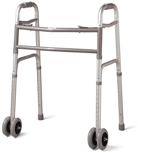 Dorra JL9637L Foldable Aluminum Walking Aid for Seniors with 5-Inch Double Wheels
