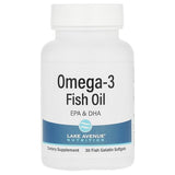 Lake Avenue Nutrition Omega-3 Fish Oil, 30 Softgels (1250mg)
