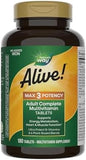 Nature's Way Alive! Max3 Potency Adult Complete Multivitamin, High Potency B-Vitamins to Support Energy Metabolism*, with Methylated B12 and Folate, No Added Iron, 180 Tablets (Packaging May Vary)