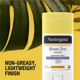 Neutrogena Sheer Zinc Oxide Mineral Sunscreen Stick SPF 50+ - Vitamin E Enriched, Water Resistant & Residue-Free - 1.5 Oz