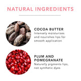 100% PURE Pomegranate Oil Anti-Aging Lipstick – Fruit Pigmented, Satin Finish, Long Lasting, Moisturizing with Cocoa Butter