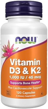 NOW Foods, Vitamin D-3 & K-2, 120 Capsules