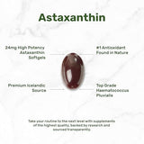 Astaxanthin 24mg Per Serving, 120 Softgels – Double Strength Microalgae – Natural Tanning Pills – Antioxidant Supplements for Skin, Eyes, Joints & Immune Support – Non-GMO
