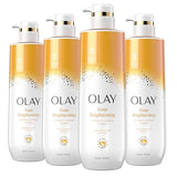 Olay Body Wash for Women - Tone Brightening Exfoliation with Vitamin C & B3 - Paraben & Phthalate Free - 20 fl oz (Pack of 4)