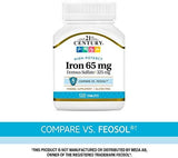 21st Century Iron 65mg - 120 Tablets - Energy & Red Blood Cell Support