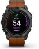 Garmin Epix Pro (Gen 2) Sapphire Edition Smartwatch - 51mm, Carbon Gray DLC Titanium with Chestnut Leather and Graphite Silicone Bands