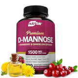 NutriFlair D-Mannose 1200mg - 120 Capsules with Cranberry & Dandelion Extract for Urinary Tract Health & UTI Support